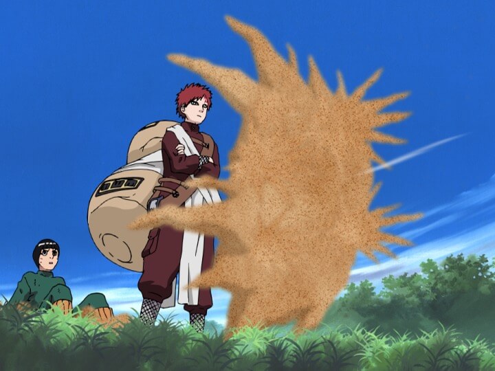 我愛羅:サスケ奪還編:君麻呂戦での共闘