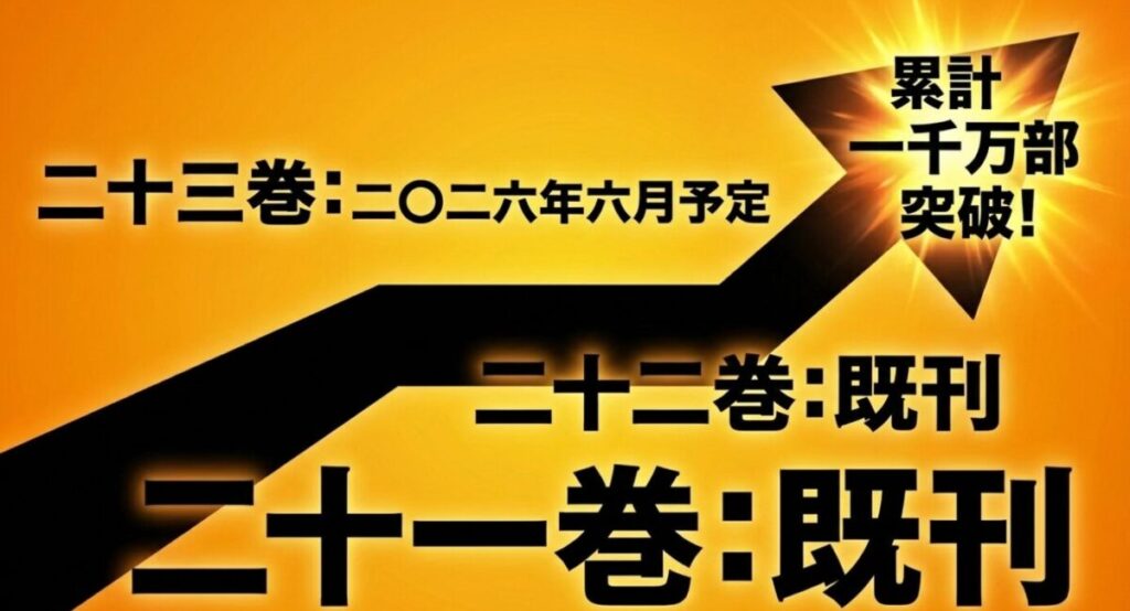 薫る花は凛と咲く：単行本21巻・22巻は既刊、23巻は2026年6月発売予定で、累計1000万部を突破したことを示すスライド画像